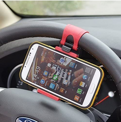 2Pcs Universal Steering Wheel Phone Holder Mount Clip Hands Free width Max 6.5 inch Compatible with iPhone 13/12/11/X/SE 2020 Series 8/8 Plus 7/7 Plus / Samsung Galaxy S21/S20/S10(+)/S9 Note 20/10