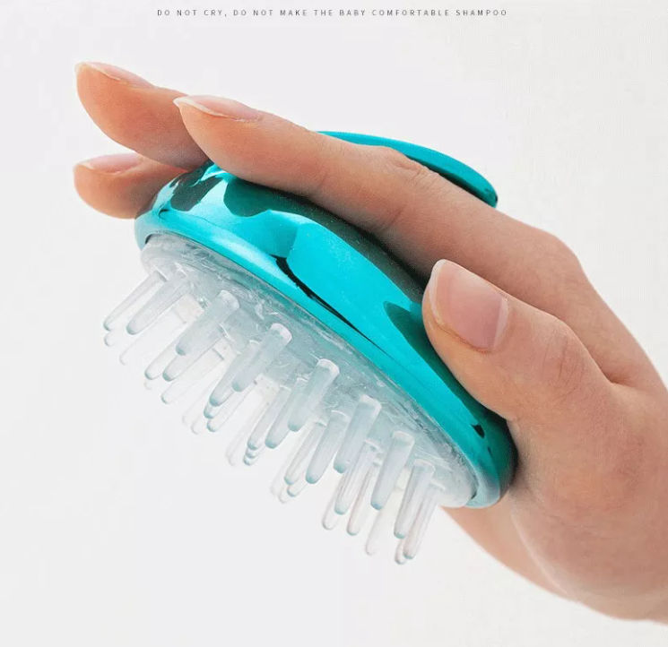 Scalp Massager Shampoo Brush with Soft & Flexible Silicone Bristles for Hair Care and Head Relaxation, Ergonomic Scalp Scrubber/Exfoliator for Dandruff Removal and Hair Growth, blue