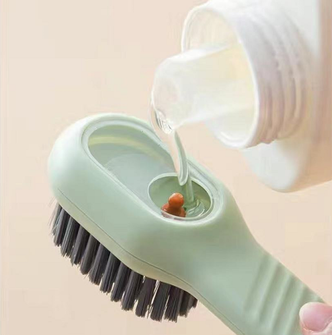 Shoe Brush with Soap Dispenser, Shoes Scrubbing Cleaning Brush Small Shoe Brush PP Hand Brush Cleaner Simple Soft Bristle Shoe Brush Suitable
