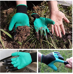 2 Pairs Garden Gloves with Claws for Digging, L
