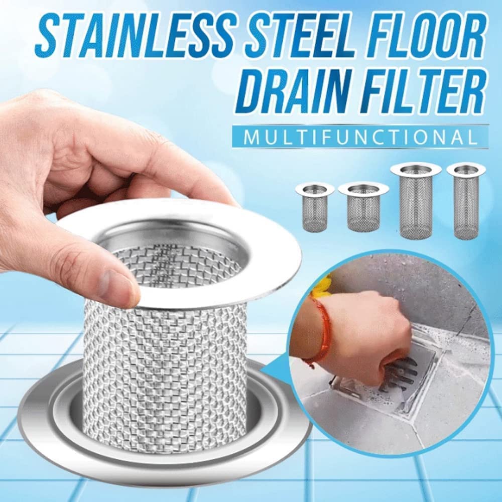 2Pcs Removable Floor Drain Filter, Stainless Steel Shower Sink Drain Filter, Pool Tub Bathroom Floor Drain Kitchen Anti-Clogging Drain Filter