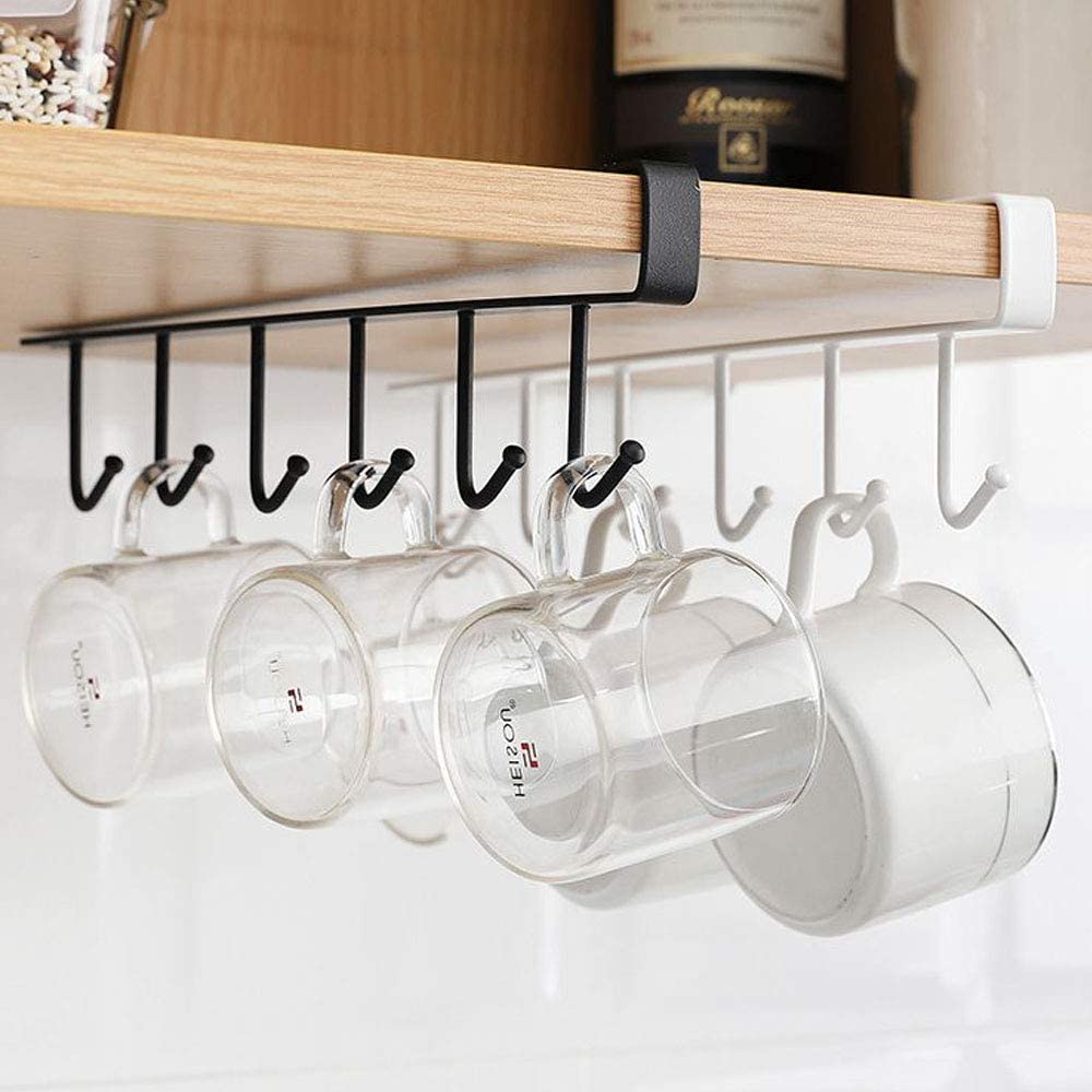 2PCS Hooks Tea Cup Mug Holder Under Shelf Cup Hanger Drying RackTowel Holder