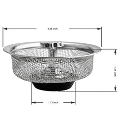 Kitchen Sink Strainer Mesh Metal, with Handle and Rubber stopper, 3.3 inch Diameter Stainless Steel Sink Drain Sifter Strainer 2 Pack