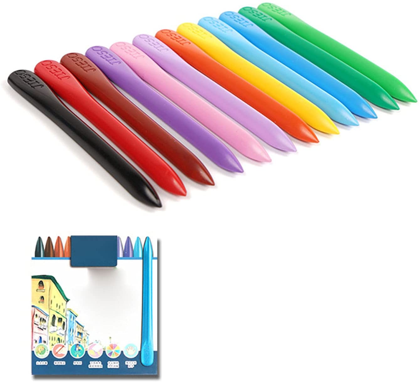 12PCS Crayons Wipeable Non Dirty Hand