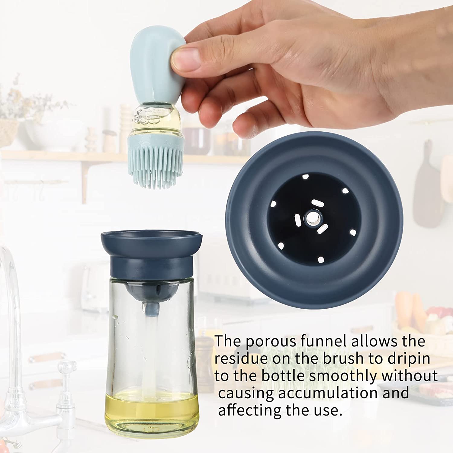Glass Olive Oil Dispenser Bottle With Silicone Brush