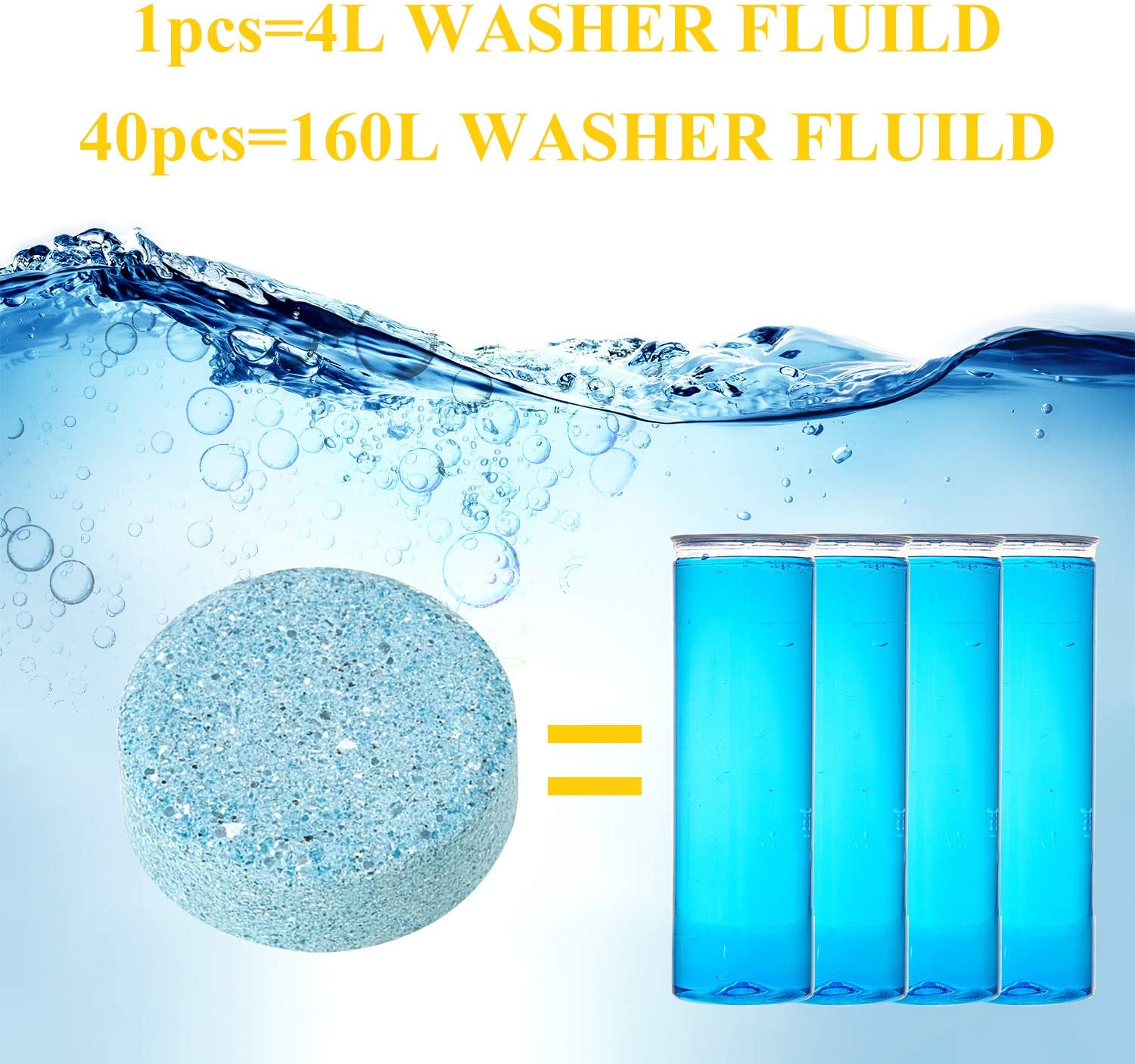 40 Pieces Car Effervescent Washer Car Windshield Glass Concentrated Washer Tablets