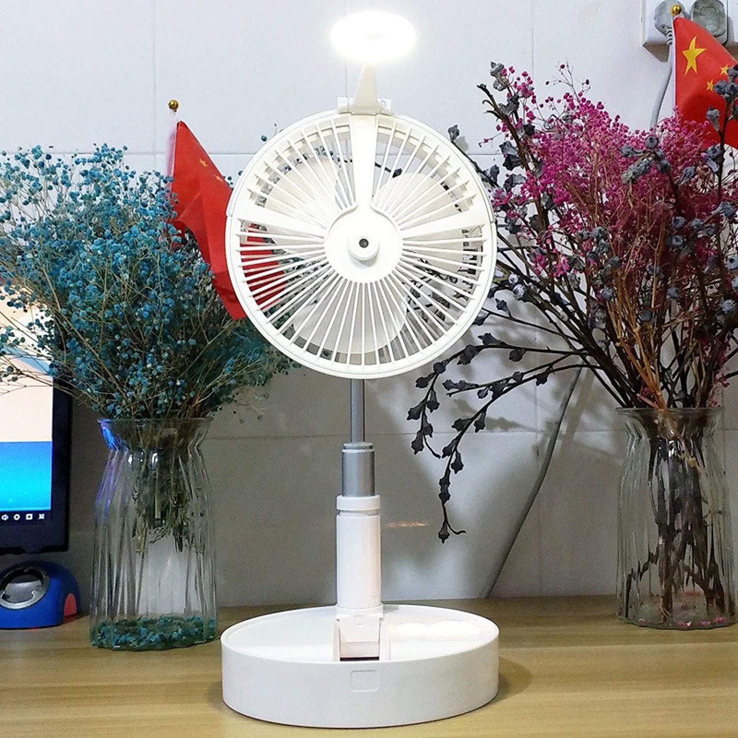 Portable foldable retractable fan USB fan humidification, water replenishment spray, silent foldable fan