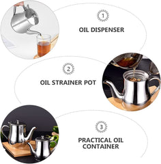 Oil Pot Dispenser Bottle Container: Oil Strainer P