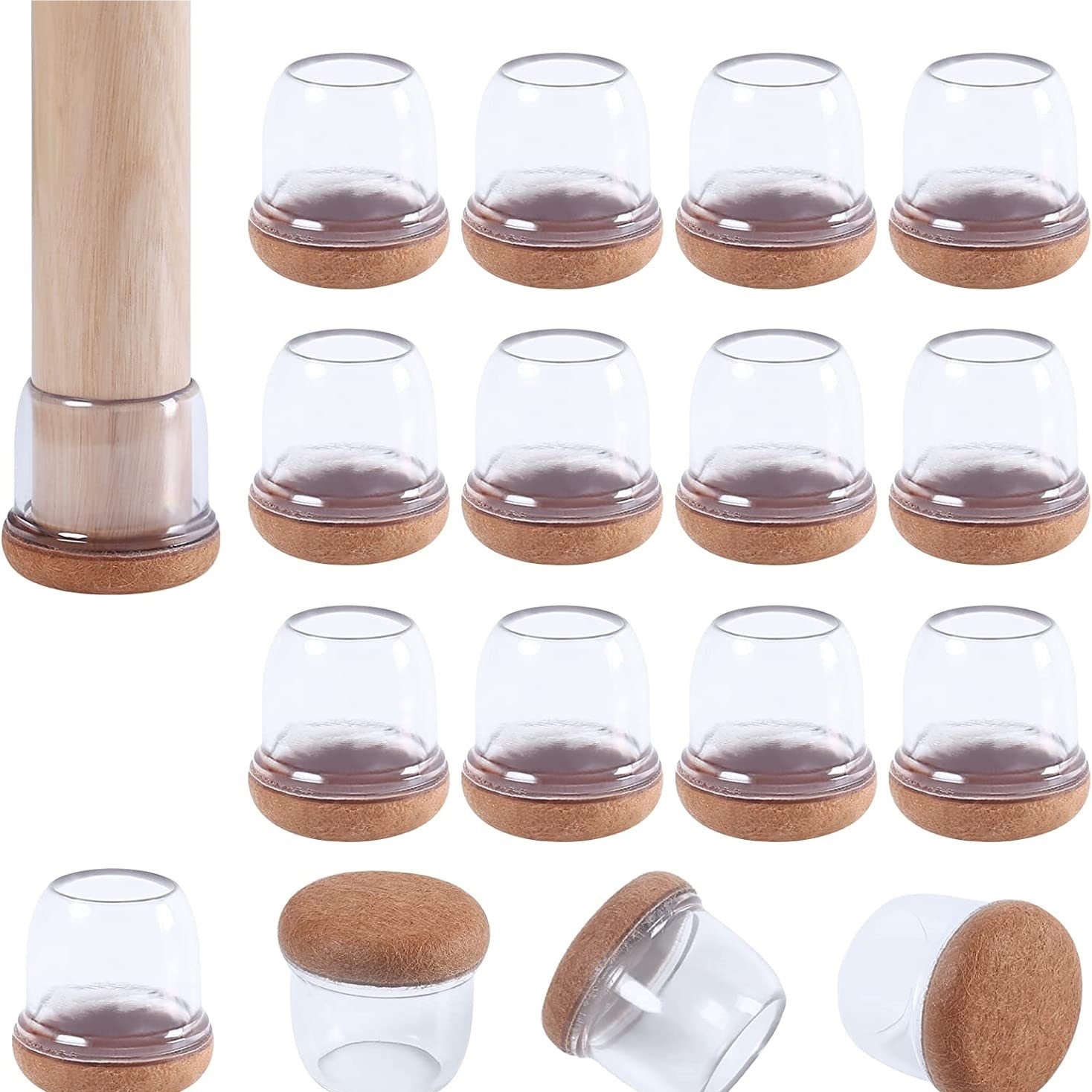 12 PCS Clear Silicone Chair Leg Floor Protectors 1