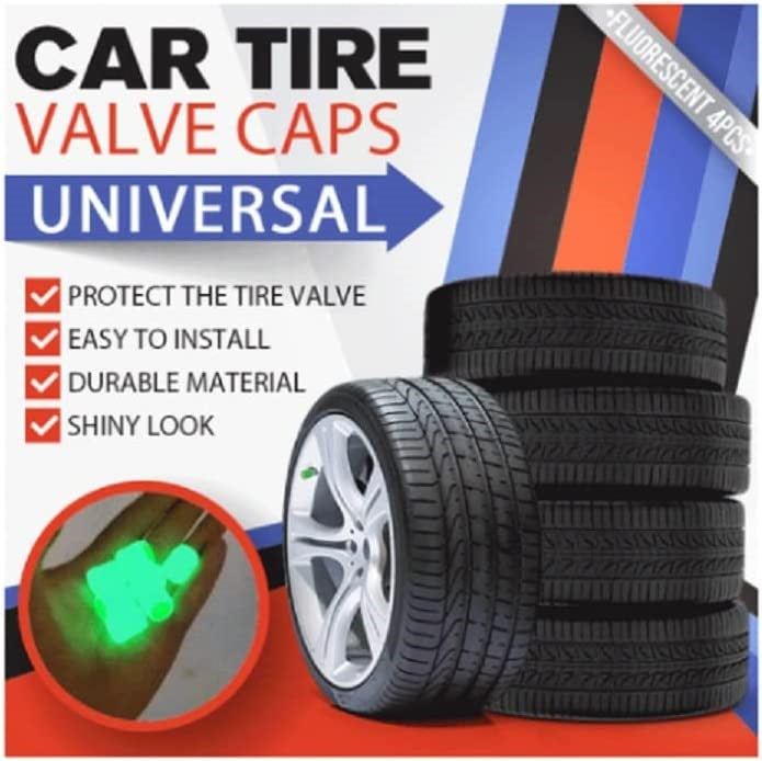 Universal Fluorescent Car Tire Valve Caps, 12Pcs T
