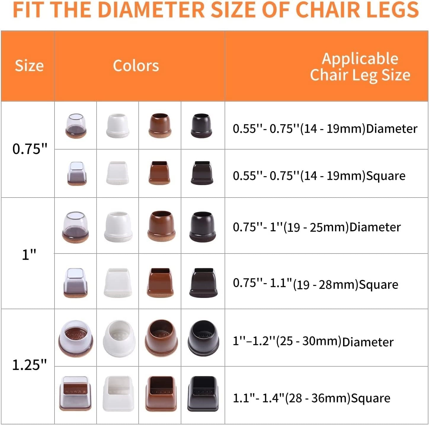 12 PCS Clear Silicone Chair Leg Floor Protectors 1